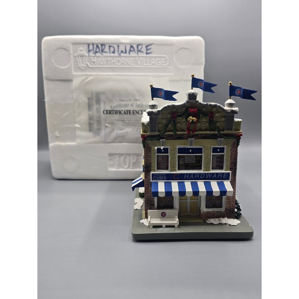 Hawthorne Village Chicago Cubs Hardware Store Christmas Village Sculpture MLB